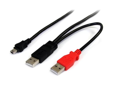 StarTech.com Cable de 1,8m USB 2.0 en Y para Discos Duros Externos - Cable Mini B a 2x USB A