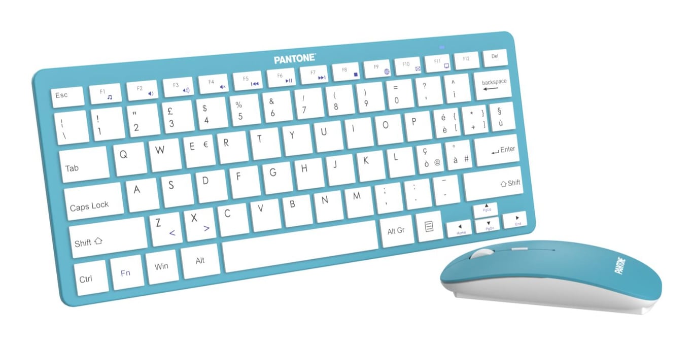 Pantone PT-KB09G1 clavier Souris incluse Maison RF sans fil QWERTY Italien Bleu - Neuf