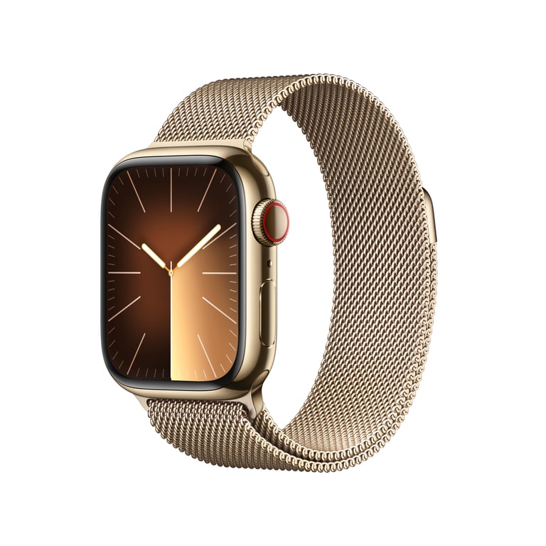 Apple Watch Series 9 GPS + Cellular - Acier Inoxydable Or - Bracelet Milanais - 41 mm