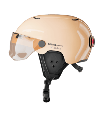 Cosmo Fusion - édition ba&sh - Casque avec éclairage Vélo Arrière Intelligent et Connecté - Feu Stop, Detection de Chute Automatique, Partage de trajet