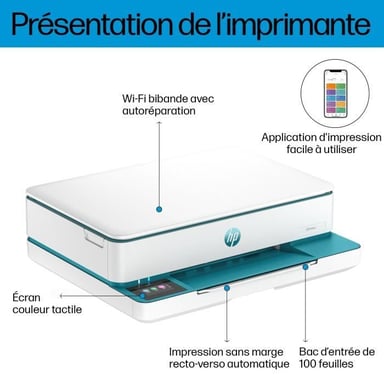HP ENVY 6122e Inalámbrico All-in-One Color Impresora, Instant Ink; Impresión de fotografías
