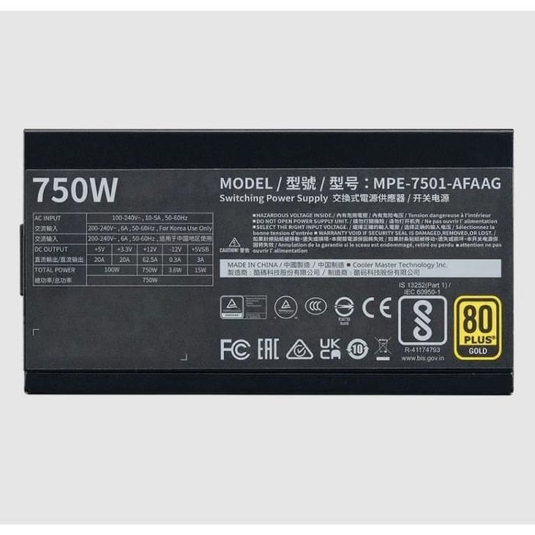 Alimentation COOLER MASTER MWE Gold 850 V2 850 Watt ATX3.1 80 Plus Gold - vue 5