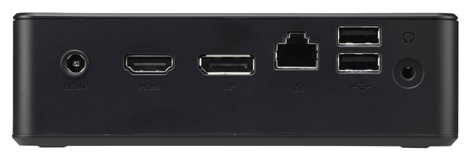 Shuttle Nano PC NC10U7 , Intel i7-8565U, 1x HDMI, 1x DP, 1x 2,5'', 1x M.2, 1x LAN, 1x COM, WiFi, funzionamento 24/7, attacchi VESA