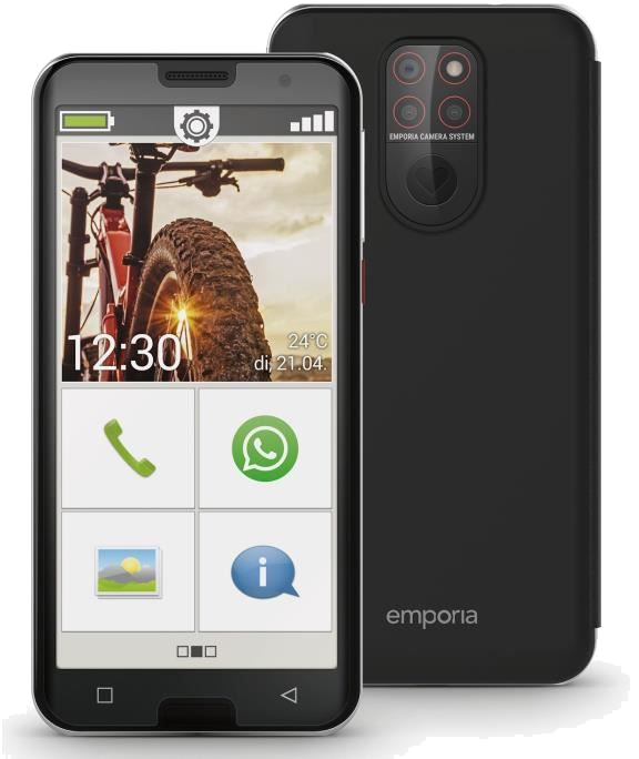 Emporia Smartphone pour senior 5,5, Noir, débloqué