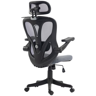 Roline Chaise de Bureau Ergonomique Grise Accoudoirs 3D Maille