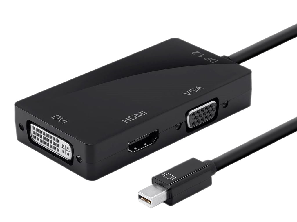 DLH Adaptateur mini DisplayPort vers HDMI / DVI / VGA Noir - vue 3