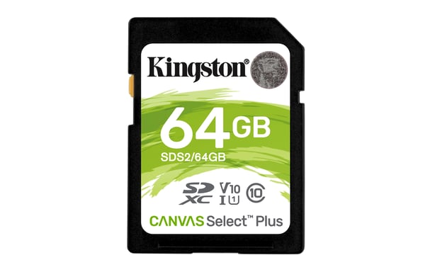 Kingston Technology Tarjeta SDXC Canvas Select Plus 100R C10 UHS-I U1 V10 de 64 GB