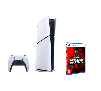 PS5 Slim & Call of Duty: Modern Warfare III Pack - Consola de juegos Playstation 5 Slim (Digital) de 1 TB, Blanca