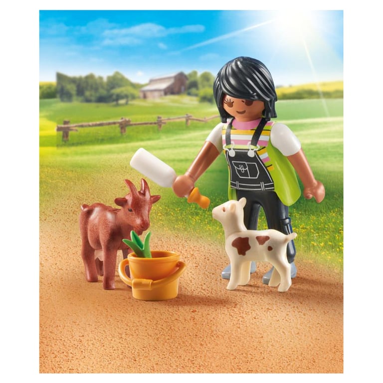 Fermière Avec Chèvre Et Chevreau Playmobil La Boite - vue 2