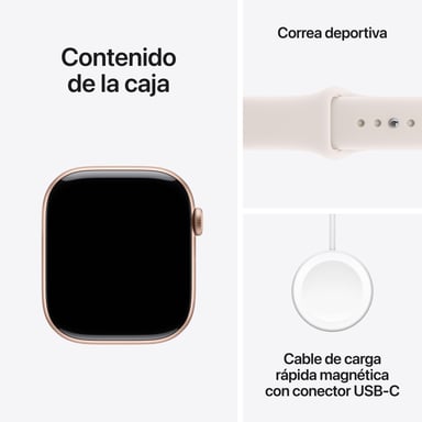 Apple Watch Series 11 GPS 46mm Boitier en Aluminium Or Rose avec Bracelet Sport Rose Tendre - S/M