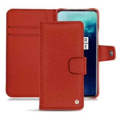 Housse cuir OnePlus 7T Pro -  - Orange - Cuir grainé