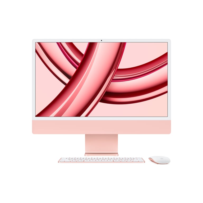 iMac Apple M3 59,7 cm (23.5 ) 4480 x 2520 pixels 8 Go 512 Go SSD PC All-in-One macOS Sonoma Wi-Fi 6E (802.11ax), Rose - Neuf