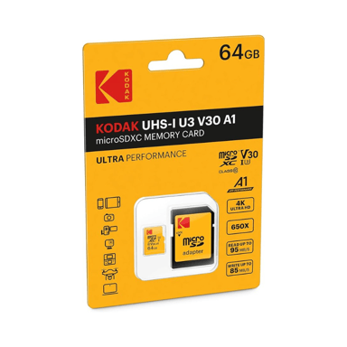 KODAK Carte mémoire Micro SDHC 64GB avec adaptateur - Solution de stockage haute vitesse