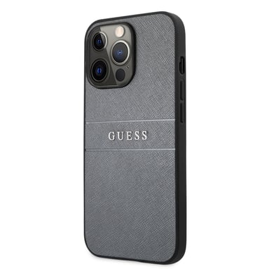 Guess Saffiano PU Apprendre Backcase Compatible avec iPhone 13 Pro étui Gris
