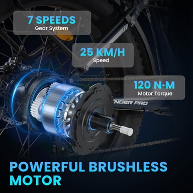 Bicicleta de Montaña Eléctrica RATTAN Pathfinder Pro con Batería de 48 V y 18 Ah, Shimano 7 Velocidades - Gris