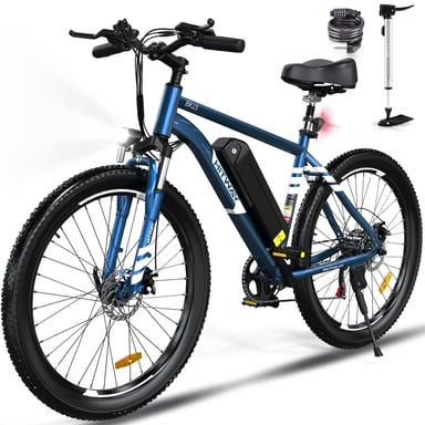 Bicicleta eléctrica VAE, MTB eléctrica, 26 x 3.0 Ville E-Bike, Batería de litio extraíble7 velocidades Azul
