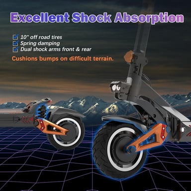 Trottinette électrique tout-terrain KuKirin G3 Pro 1200 W x 2 moteurs Pneus 10 pouces Batterie amovible 52 V 23,2 Ah