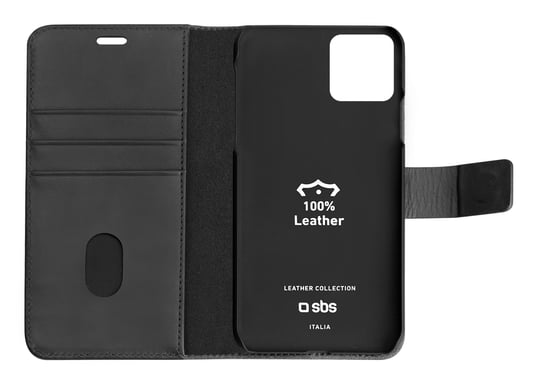 SBS TEBKLEATIP12K coque de protection pour téléphones portables 13,7 cm (5.4'') Étui avec portefeuille Noir Apple (brand) iPhone 12 Mini