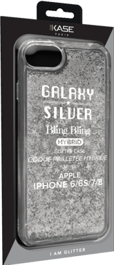 Custodia ibrida Bling Bling Glitter per Apple iPhone 6/6S/7/8/SE 2020, Silver Galaxy