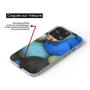 Coque en silicone - Compatible Samsung Galaxy A34 5G - design papillon galet bleu