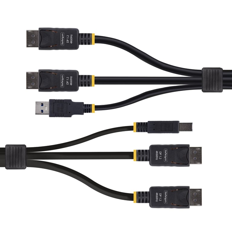StarTech.com Câble KVM Double DisplayPort de 1,8m et USB 5Gbps, 4K 60Hz, Câble Combo DP 1.2 et USB pour Commutateurs/Switchs KVM à Deux Moniteurs - Neuf