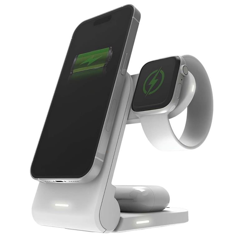 Caricatore Wireless per iPhone con Mag-Safe, 3 in 1 stazione di ricarica per Apple Inductive Wireless Charger per iPhone 17e 17 16 15 14 13 12 Air, Apple Watch 10/9/8/7/6/SE/5/4/3/, per AirPods Pro