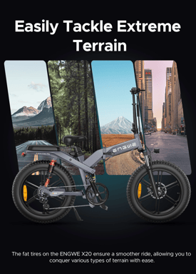 Bici elettrica per adulti 20'' Engwe X20, doppia batteria 48V 750W 22,2Ah - Grigio