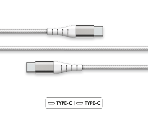 Câble Renforcé USB C/USB C 2m 3A Garanti à vie Blanc Force Power Lite