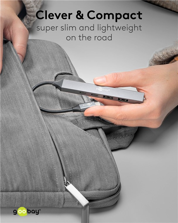 Goobay Hub Slim USB C vers 5 ports USB - vue 3