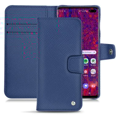 Housse cuir Samsung Galaxy S10 5G -  - Bleu - Cuir saffiano