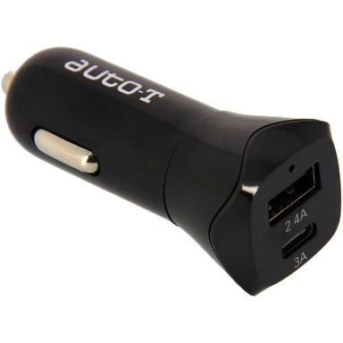 Caricatore accendisigari AUTO-T 540128 USB-C 2,4A + USB 2A 12/24V Nero lucido