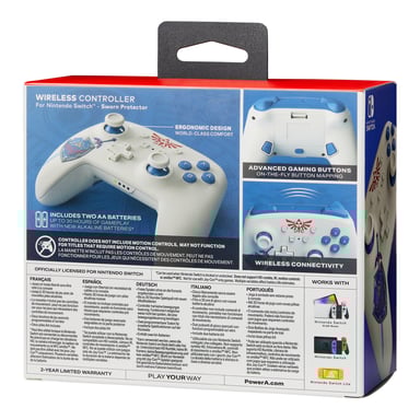 PowerA NSGP0015-01 Bleu, Rouge, Blanc Bluetooth Manette de jeu Analogique Nintendo Switch, Nintendo Switch Lite, Nintendo Switch OLED