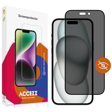Accezz Protection d'écran en verre trempé Privacy pour Apple iPhone 14 Pro / 15 / 16