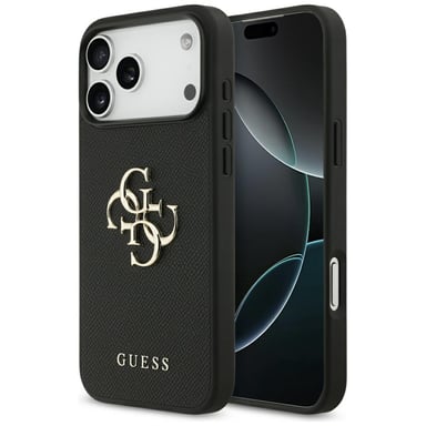 Custodia Guess Grained Big 4G & Classic Logo per iPhone 17 Pro Max nero