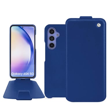 Housse cuir Samsung Galaxy A54 -  - Bleu - Cuir lisse