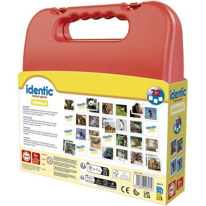 Identic Animaux Jeu de mémoire EDUCA 72 cartes développe mémoire et attention Dès - vue 4