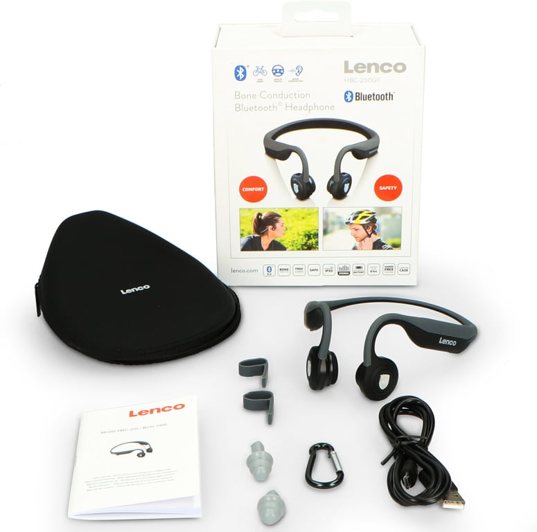 Casque Bluetooth à conduction osseuse LENCO HBC 200GY Autonomie jusqu’à 8 heures Étanche Batterie rechargeable intégrée - vue 2