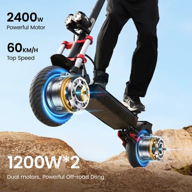 Trottinette électrique tout-terrain iScooter iX8 pour adulte 2400 W 48 V 20 Ah 12''