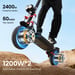 Patinete eléctrico iScooter iX8 para adultos, 2400 W, 48 V, 20 Ah, todoterreno, 12''