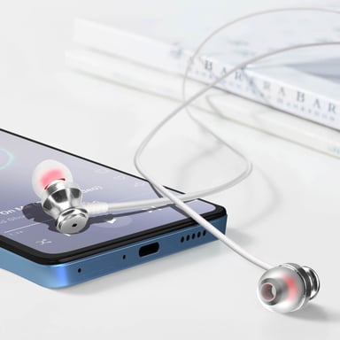 Écouteurs Filaires USB C Intra-auriculaires Microphone et Bouton LinQ Blanc