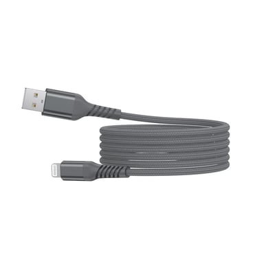 WE Cavo USB-Micro USB intrecciato in nylon e kevlar ultraresistente, 1 metro, certificato MFi, ricarica e sincronizzazione dati - grigio