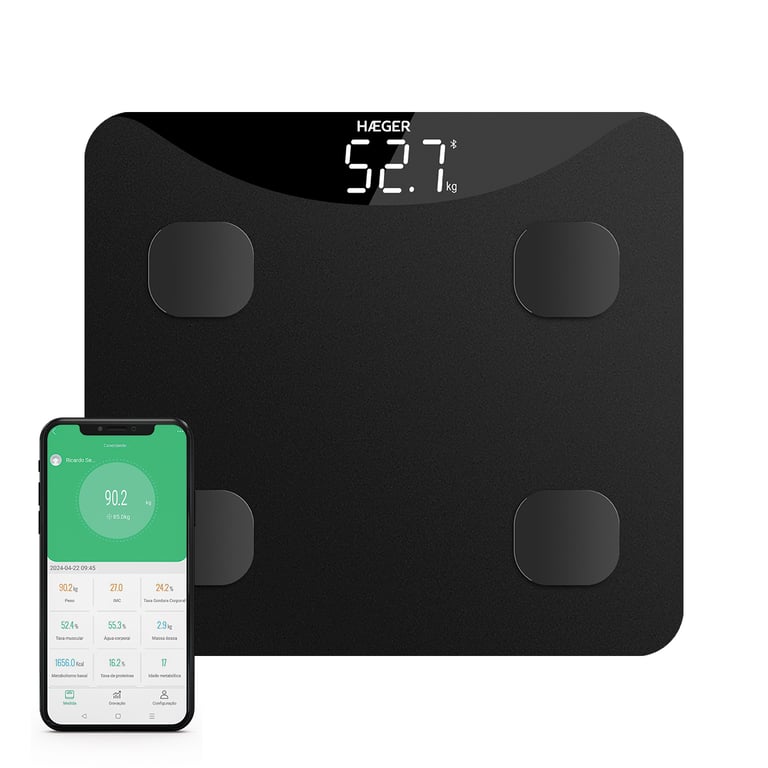 Haeger InteliScale Carré Noir Pèse-personne électronique - Neuf