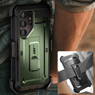 Supcase Carcasa para Samsung Galaxy S25 Ultra Caballete antichoque Verde oscuro