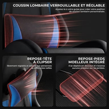 Sedia Gaming Ergonomica Roline Poltrona Gamer Adulti Nera e Blu