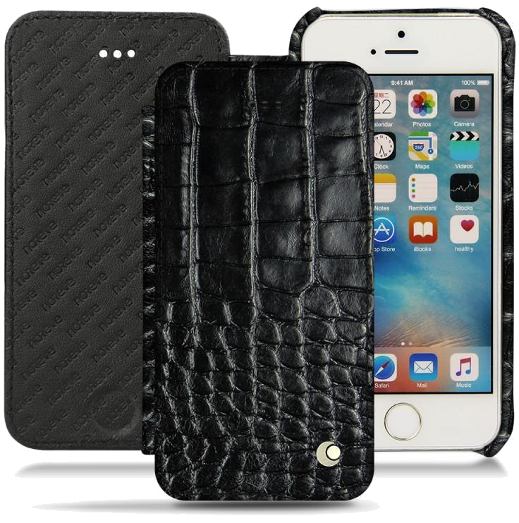 Housse cuir Apple iPhone SE - Rabat horizontalNoir