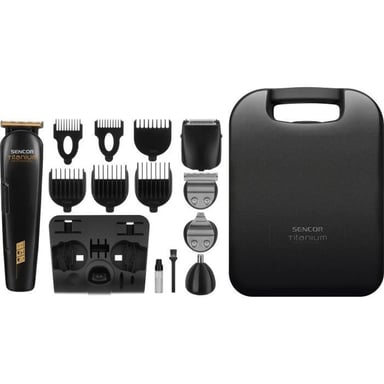 Tondeuse cheveux sans fil SENCOR SHP 8305BK lames titane Noir 12 sabots indicateur hauteur LED autonomie 60 min charge 2 h