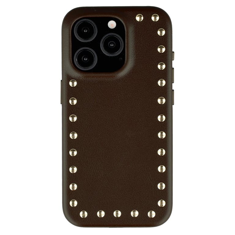 SELENCIA Coque arri&egrave;re iPhone 15 Pro Studs MagSafe Cacao Crush