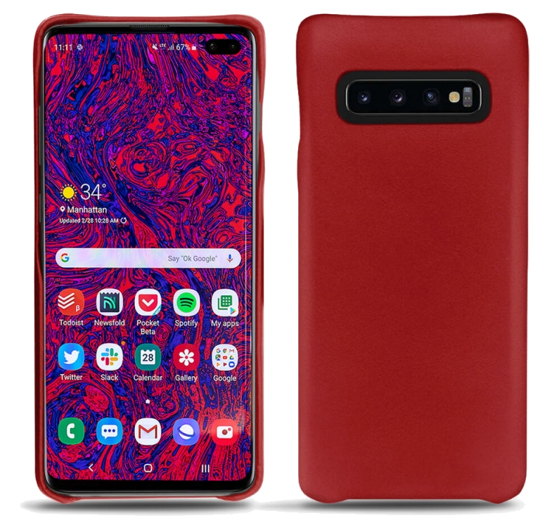 Coque cuir Samsung Galaxy S10+ - Coque arrièreRouge