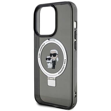 Étui Karl Lagerfeld pour iPhone 15 Pro Max 6.7'' noir étui rigide Ring Stand Karl&Choupettte MagSafe
