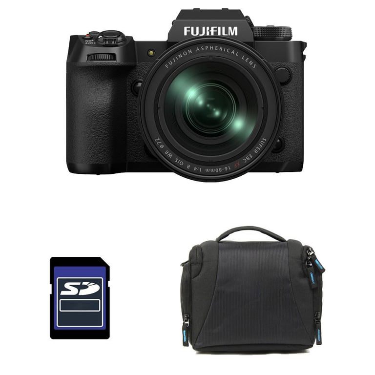 Appareil Photo Hybride FUJIFILM X-H2 + 16-80 + Sac + Carte SD 8 Go – 40,2MP, WiFi